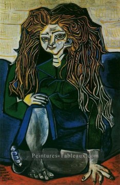  madame - Portrait madame Helene Parmelin sur fond vert 1951 cubisme Pablo Picasso